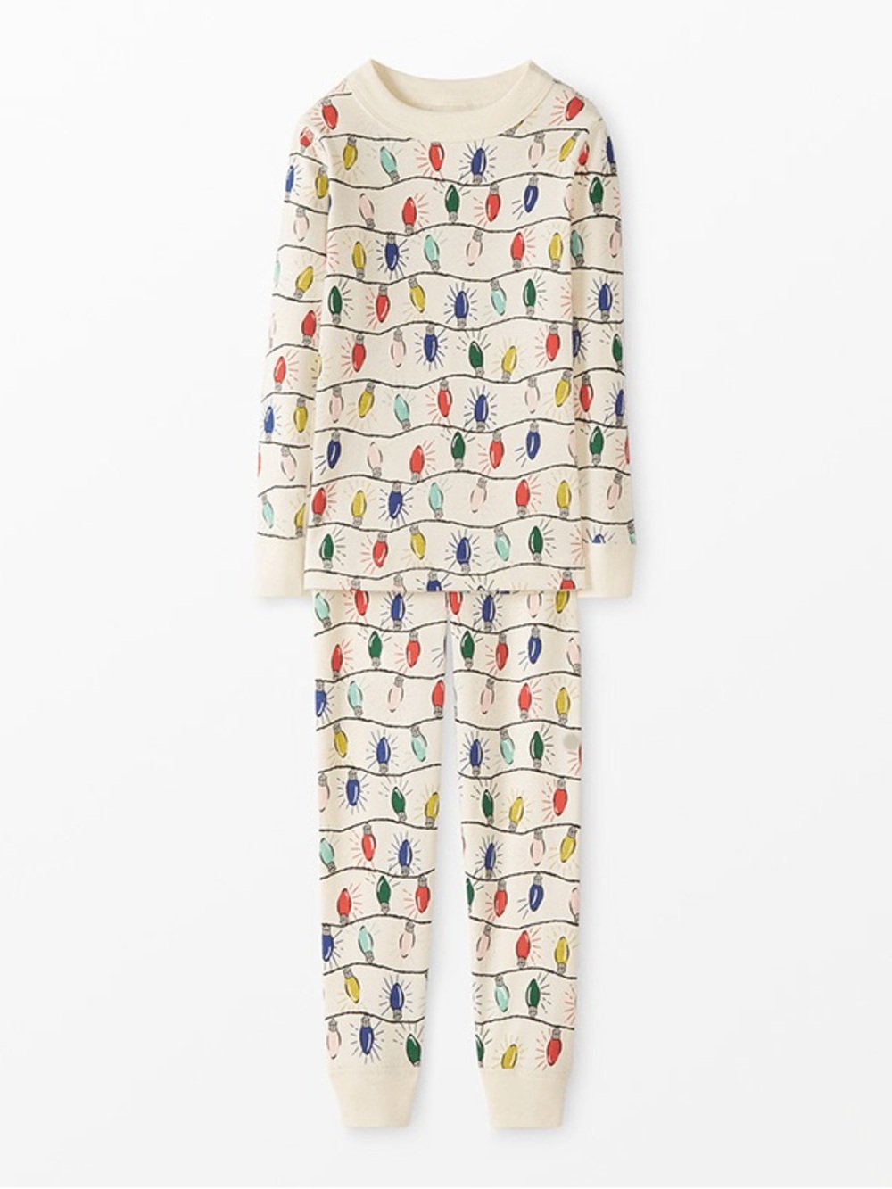 Hanna Andersson PJ Long John Organic Cotton Bright Bulbs Christmas Pajamas 1161